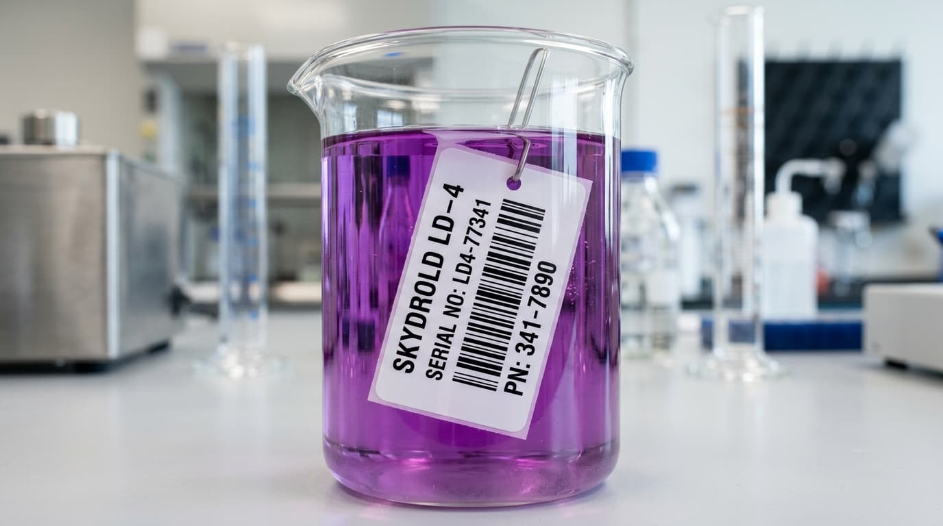 Laboratory chemical immersion and rub test setup for Skydrol® 500B-4 / Aviation Hydraulic Fluid