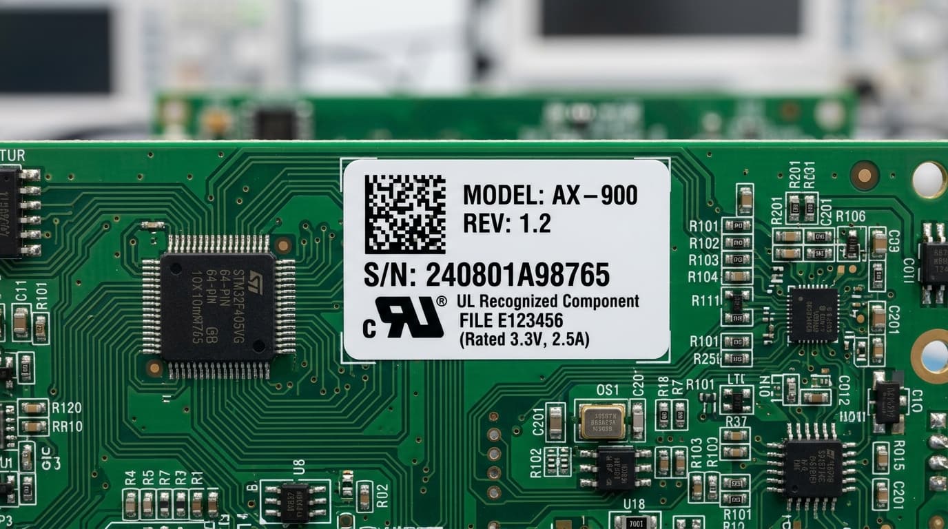 Sample industrial label output printed on compatible media for Brady i7100 / PR Plus / BBP72 Heavy-Duty Industrial Production Printer