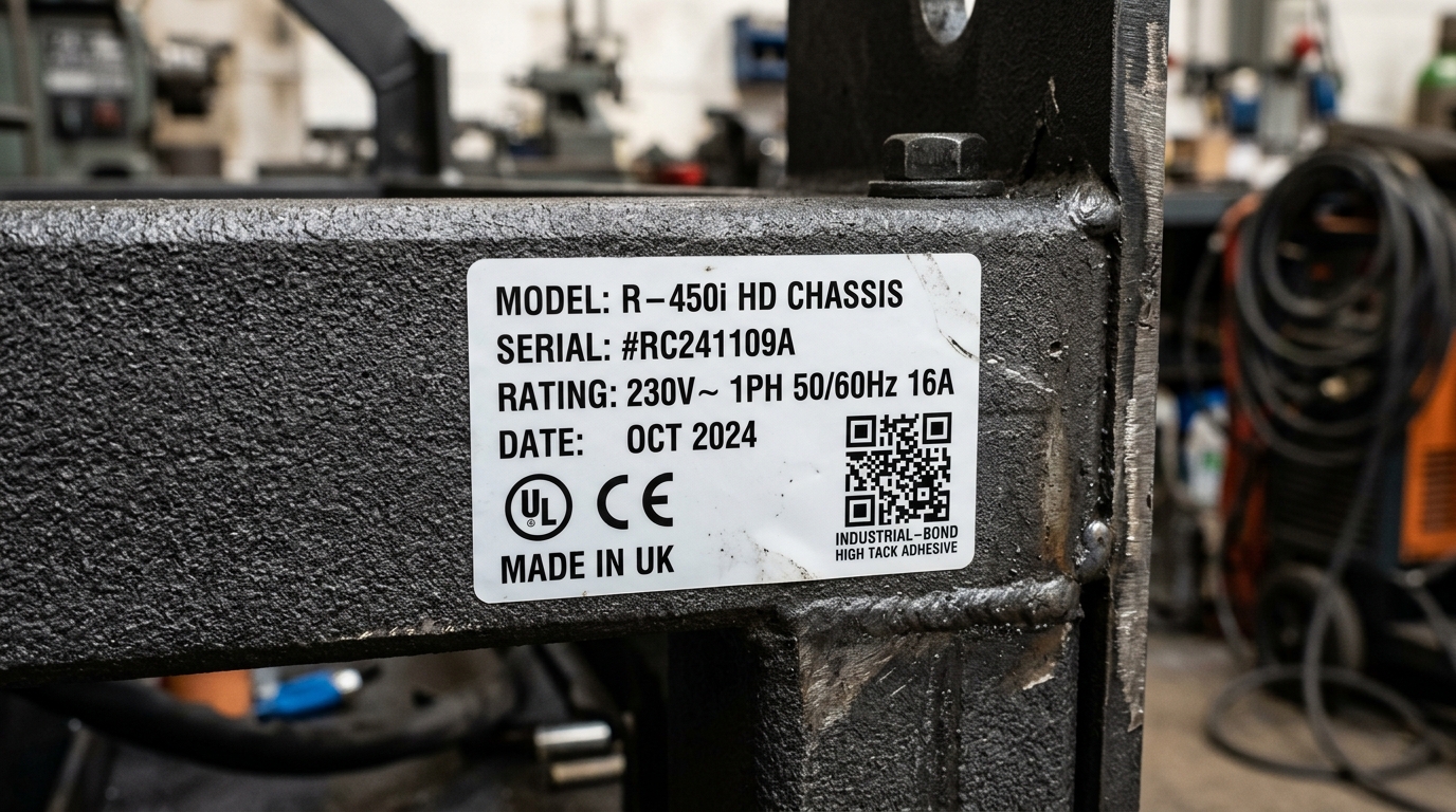 Adhesive wet-out on textured powder-coated steel — the surface class that separates rubber-based from standard acrylic adhesives